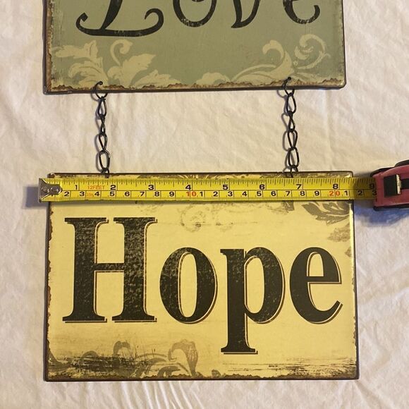 Faith Love Hope Metal Home Decor Multi Wall Sign EUC - Picture 11 of 12